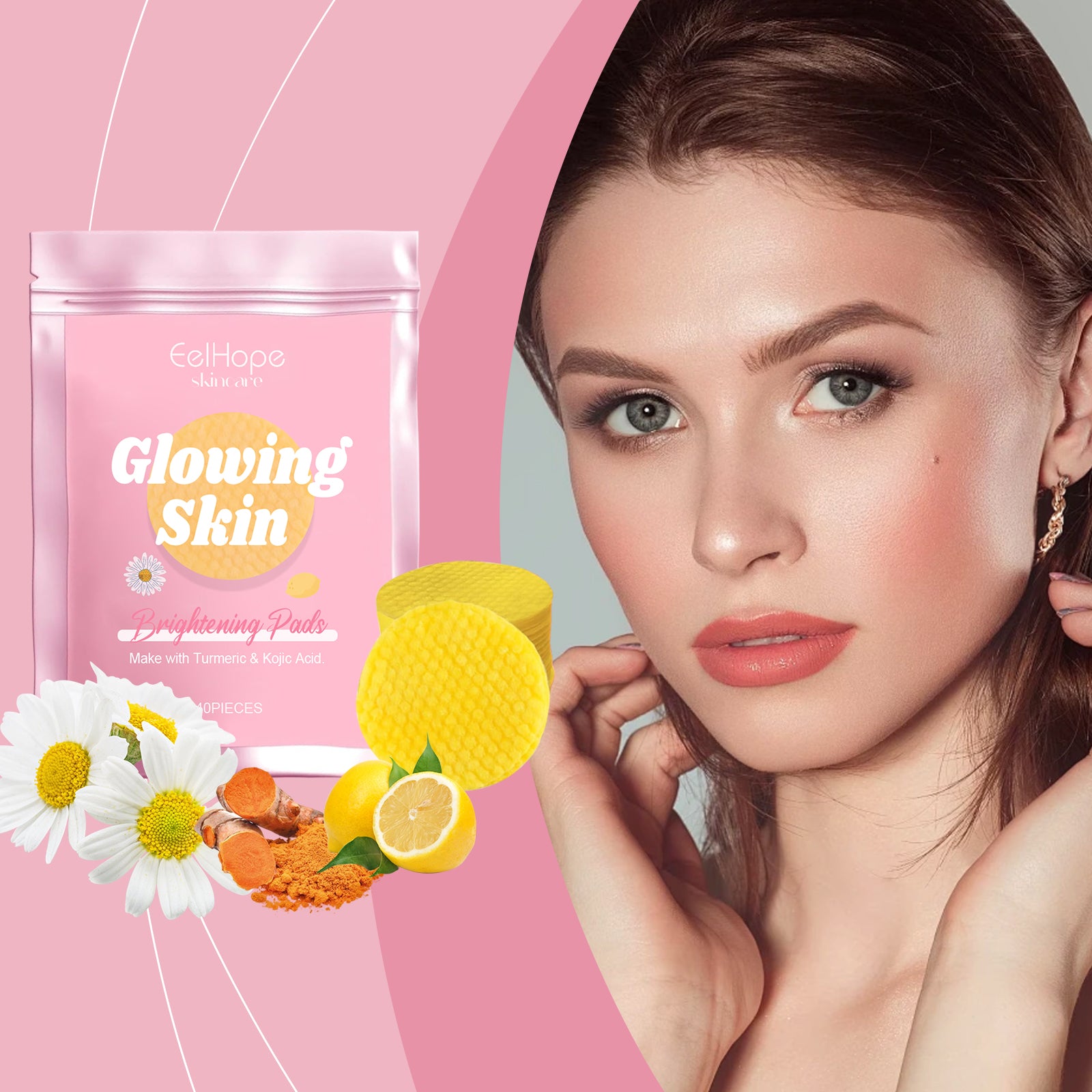 Eelhope Turmeric Kojic Acid Cleansing Gasket Gently Cleanses Facial Skin Pores, Moisturizes And Refreshes Skin Care - 5 - CJ
