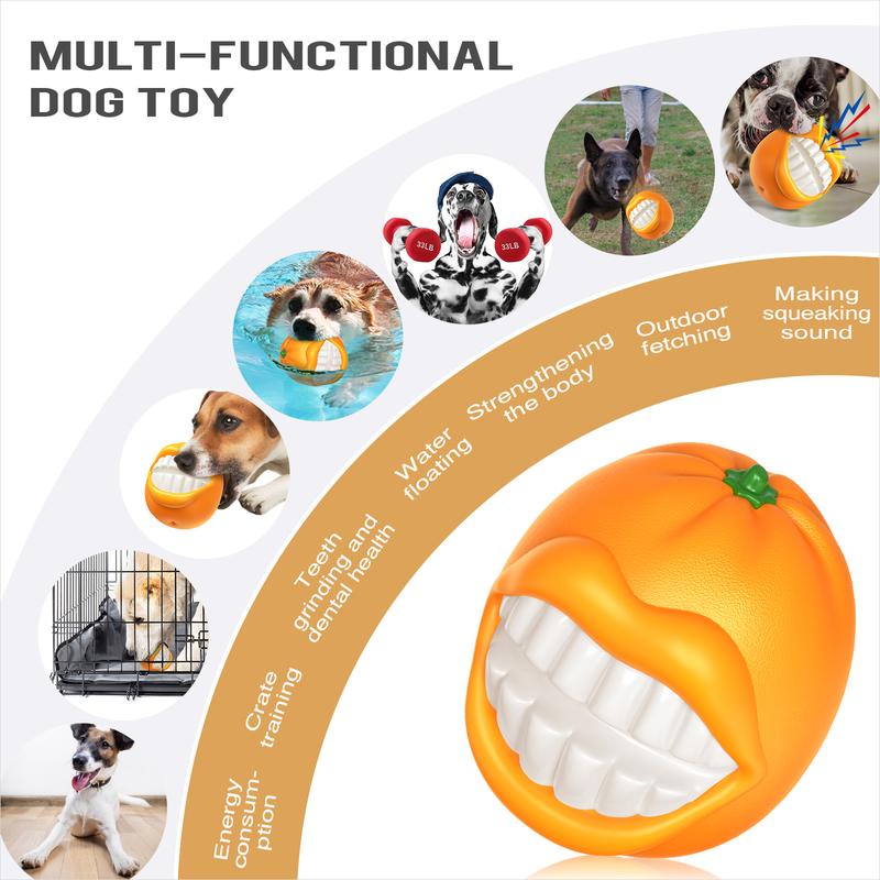 PROKEl Dog Toys Squeak Chew Toys Tough Ballfor Medium Large Extra Aggressive ChewersringDogs Breed Interactive Enduring IndestructibleSqueaky Toy Training Fetch Orange Plainindestructible Dogtoy Squea - 5 - CJ