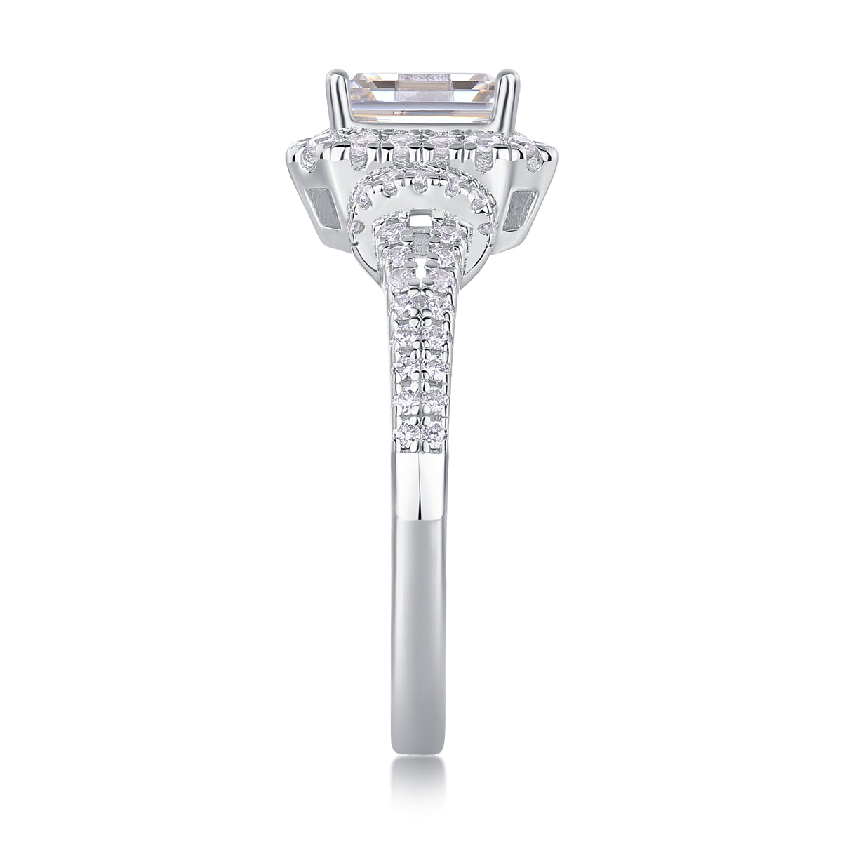 1Square Luxury Diamond Ring Fashion Moissanite Silver Ring Prohibit TikTok sales - 5 - CJ