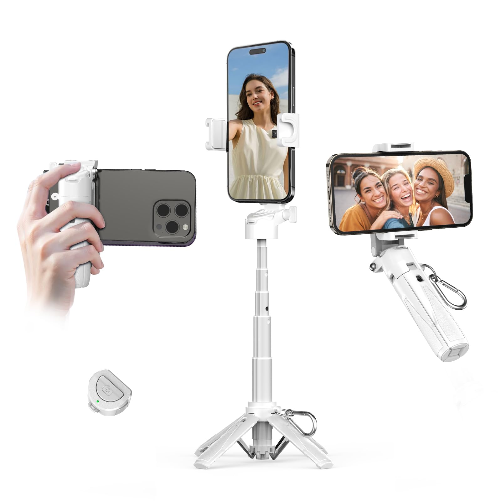 Phone Selfie Tripod Small With Romote - 3 In 1 Cell Phone Tripod Stick 4 Sections Extenable Foldable Pocket Size 2 Cold Shoe Mount 360 Degree Rotation 33ft Remote Control For Phone Smartphone - 5 - CJ