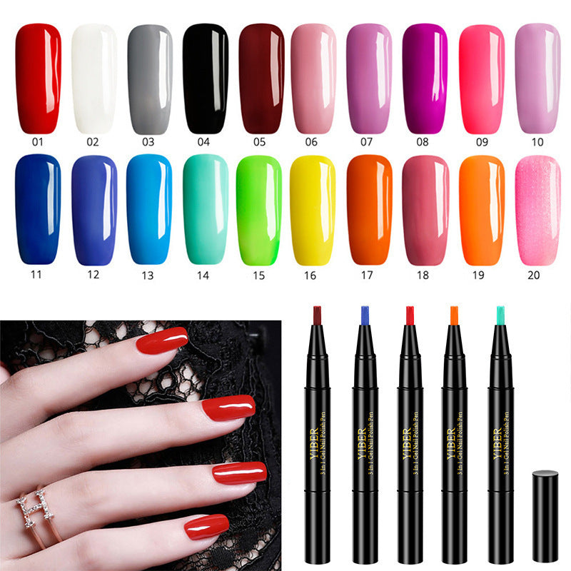 5pcs Nail Polish Pen 3 In 1 One Step Glue Pen Multicolor - 0 - CJ