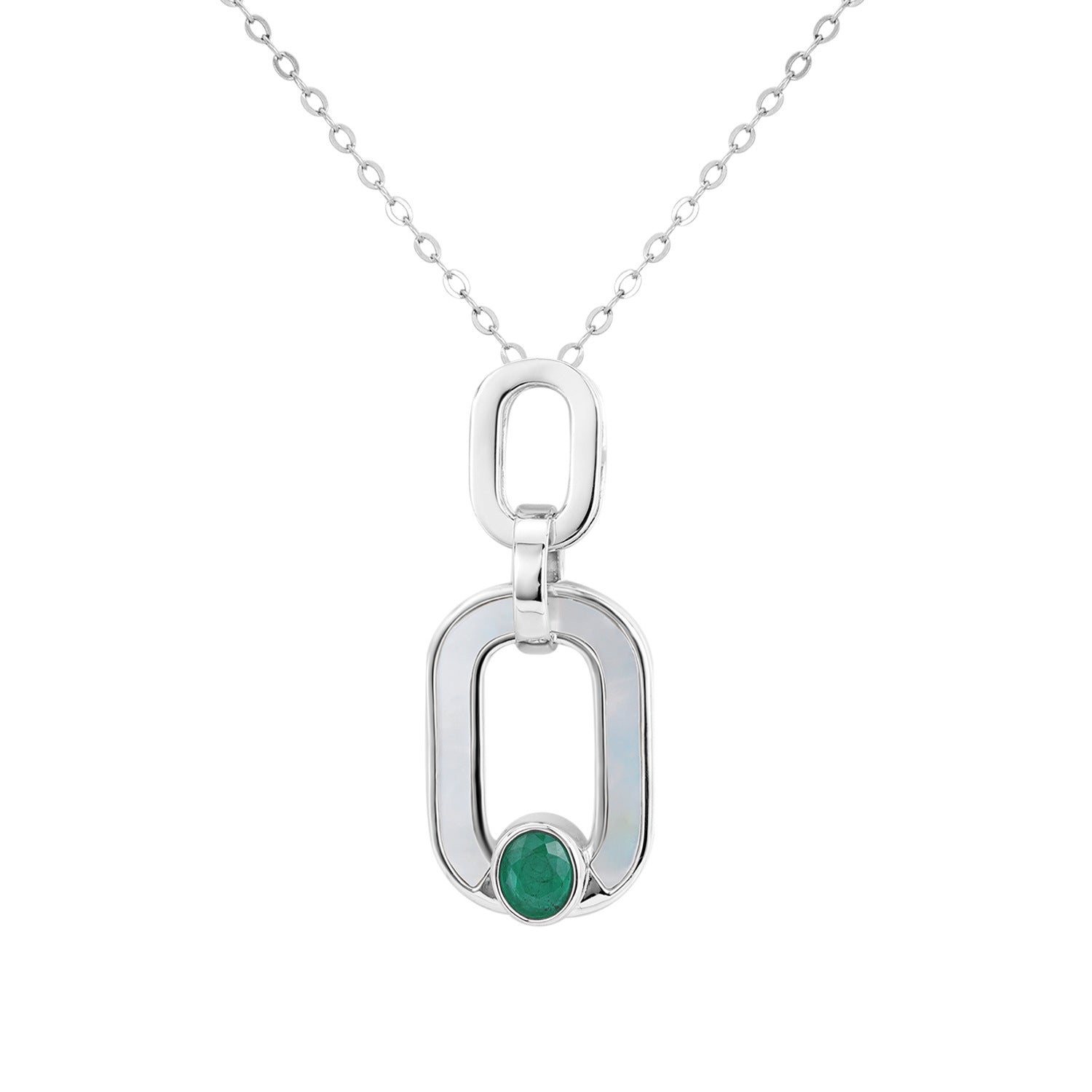 Simple Geometry Women's Necklace Ring S925 Silver Bag With Emerald Pendant - 4 - https://x.com/titan_prim62775J