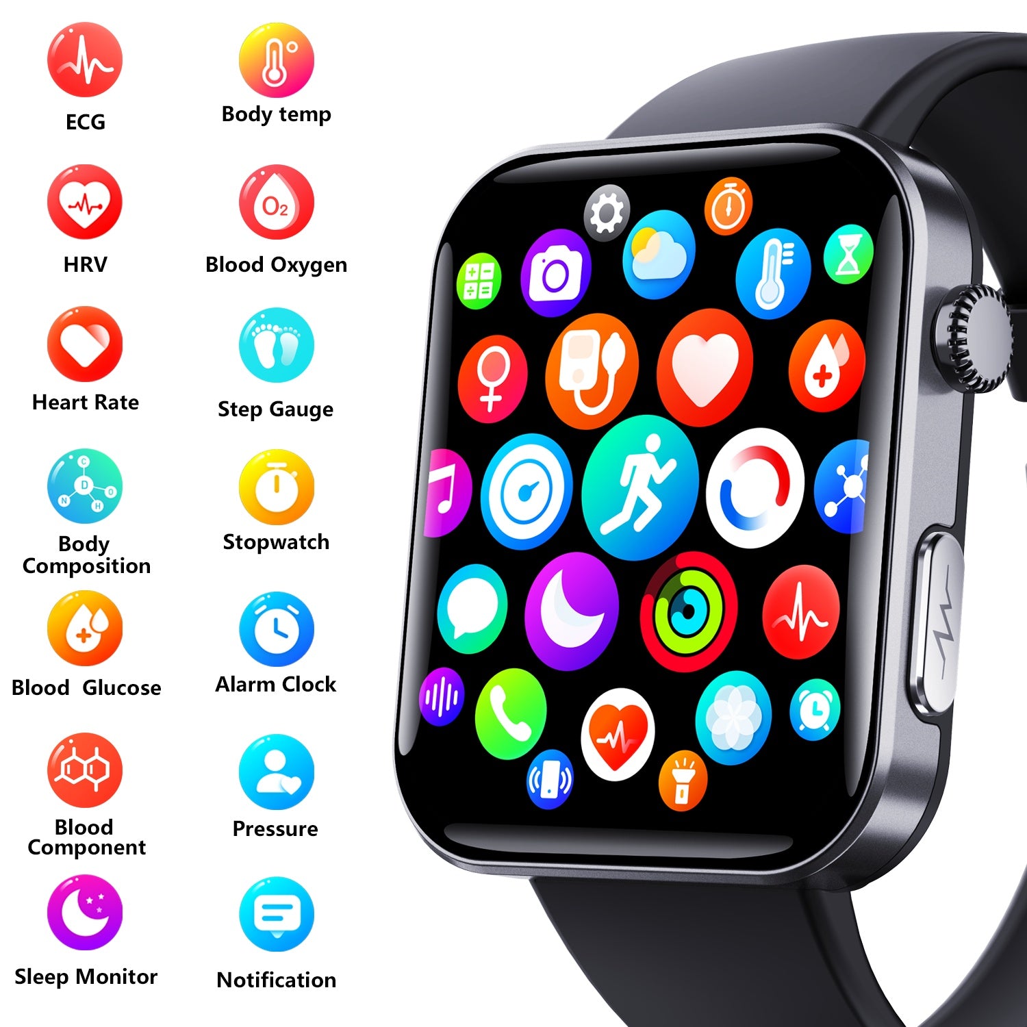 Smart Watch For Men Women Healthy Mornitoring Ips Screen Fitness Tracker With Bluetooth Call IP67 Waterproof Heart Rate Sleep SpO2 Monitor Pedometer Multiple Sports 7 Days Battery Life - 5 - CJ