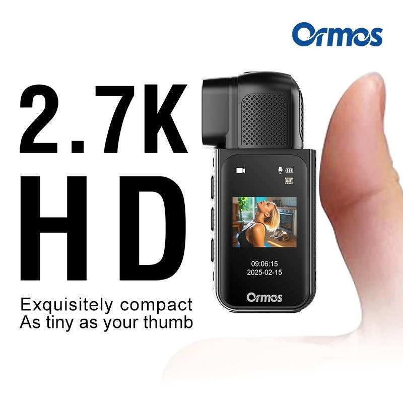 Ormos Mini Action Camera With 180 Degree Rotating Lens - 2.7K Ultra HD Thumb - Sized Camera, Magnetic Mount, WiFi APP Control, Portable Wearable Camera For Outdoor Sports & Daily Vlogging - 5 - CJ