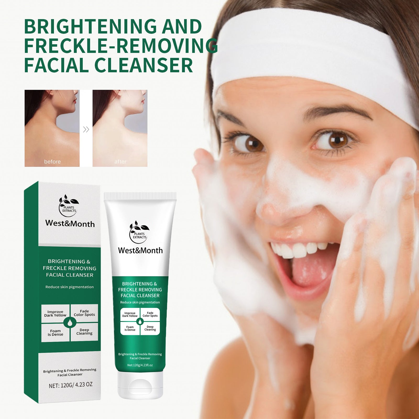 West&Month Brightening And Freckle - removing Facial Cleanser, Cleansing And Brightening Skin Moisturizing And Non - tightening Cleanser - 5 - CJ
