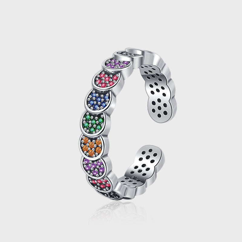 925 Sterling Silver Color Diamond Index Finger Ring Women's Retro Scale Design - 4 - CJ - KDP1439 - CJJE1602822 - KDP1439