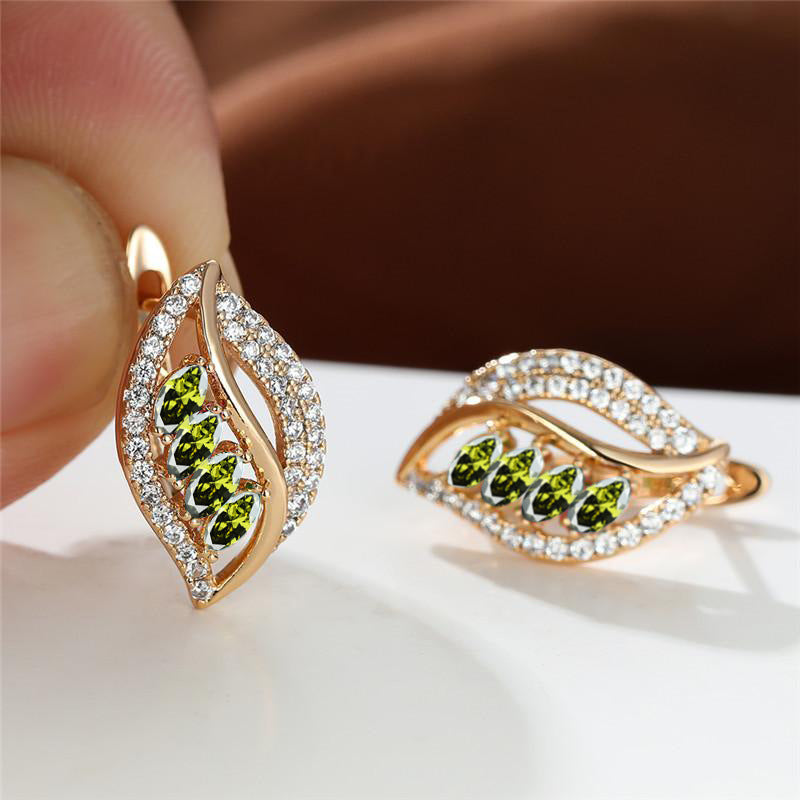 Ins Leaf - shaped Rhinestones Earrings Fashion Unique Zircon - encrusted Stud Earrings Women's Jewelry - 0 - CJ