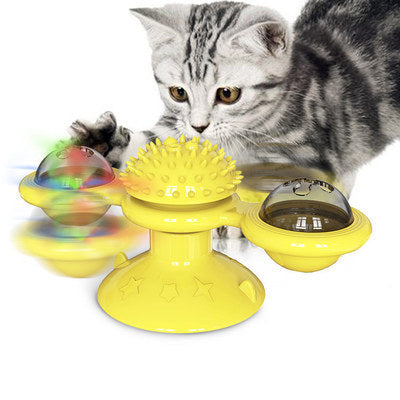 Cat Rotating Windmill Multi - Function Toys Itch Scratching Device Teeth Shining Toy - 0 - CJ