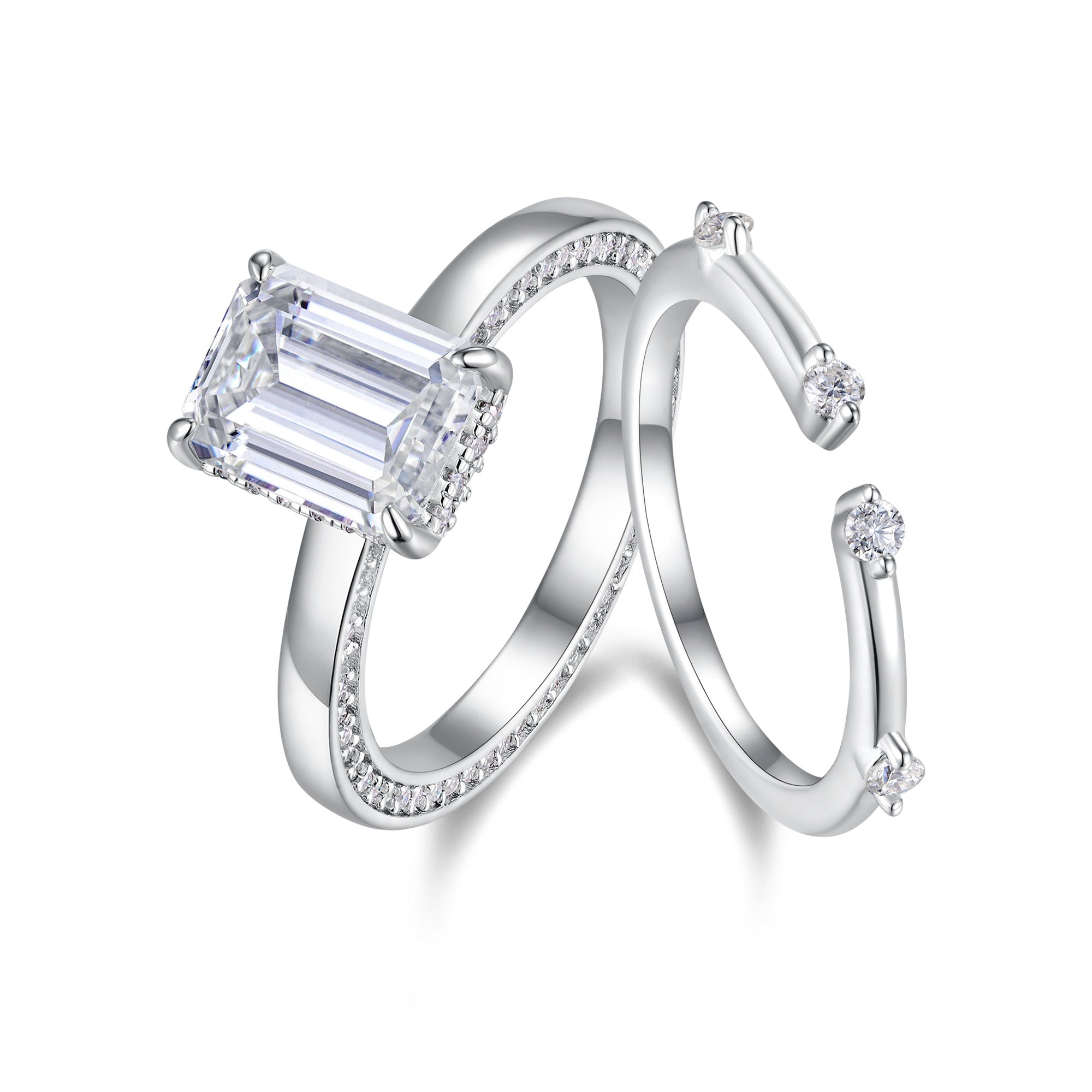1Ice Crystal Love - Fashionable Men’s And Women’s Ring And Ring Jewelry Set With Moissanite S925 Sterling Silver And Platinum - plated Diamond Prohibit TikTok sales - 5 - CJ