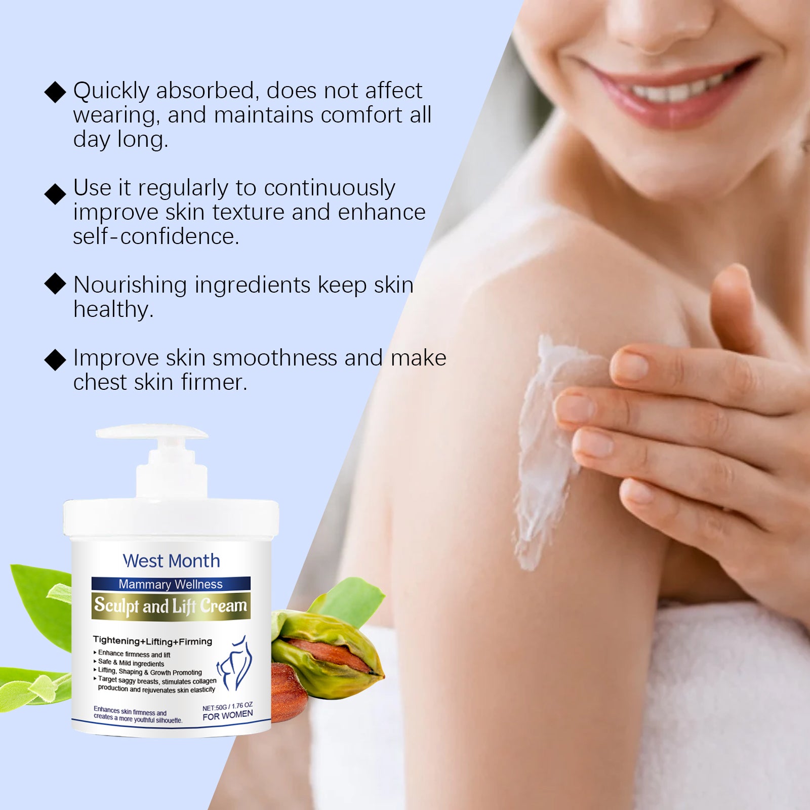 West&Month Breast Care Cream Breast Hydrating And Lifting Gentle Lifting Elastic Massage Cream - 5 - CJ