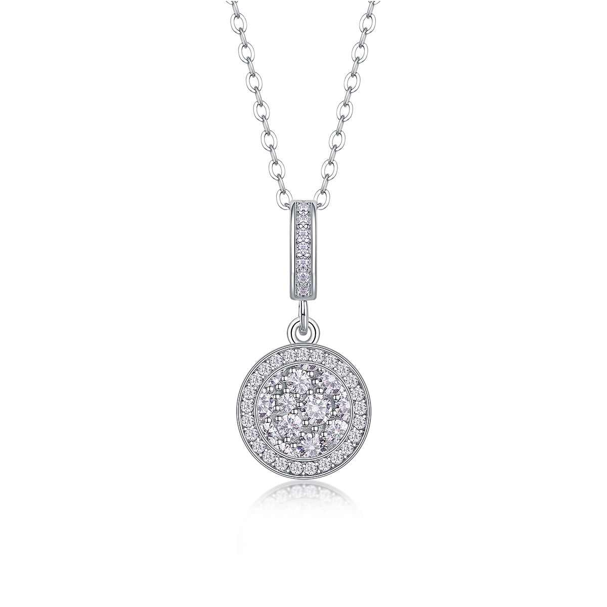 1Double Ring Combination - A Fashionable And Luxurious Diamond Jewelry Piece Set With Moissanite S925 Sterling Silver And Platinum - plated Pendant Prohibit TikTok sales - 5 - cj