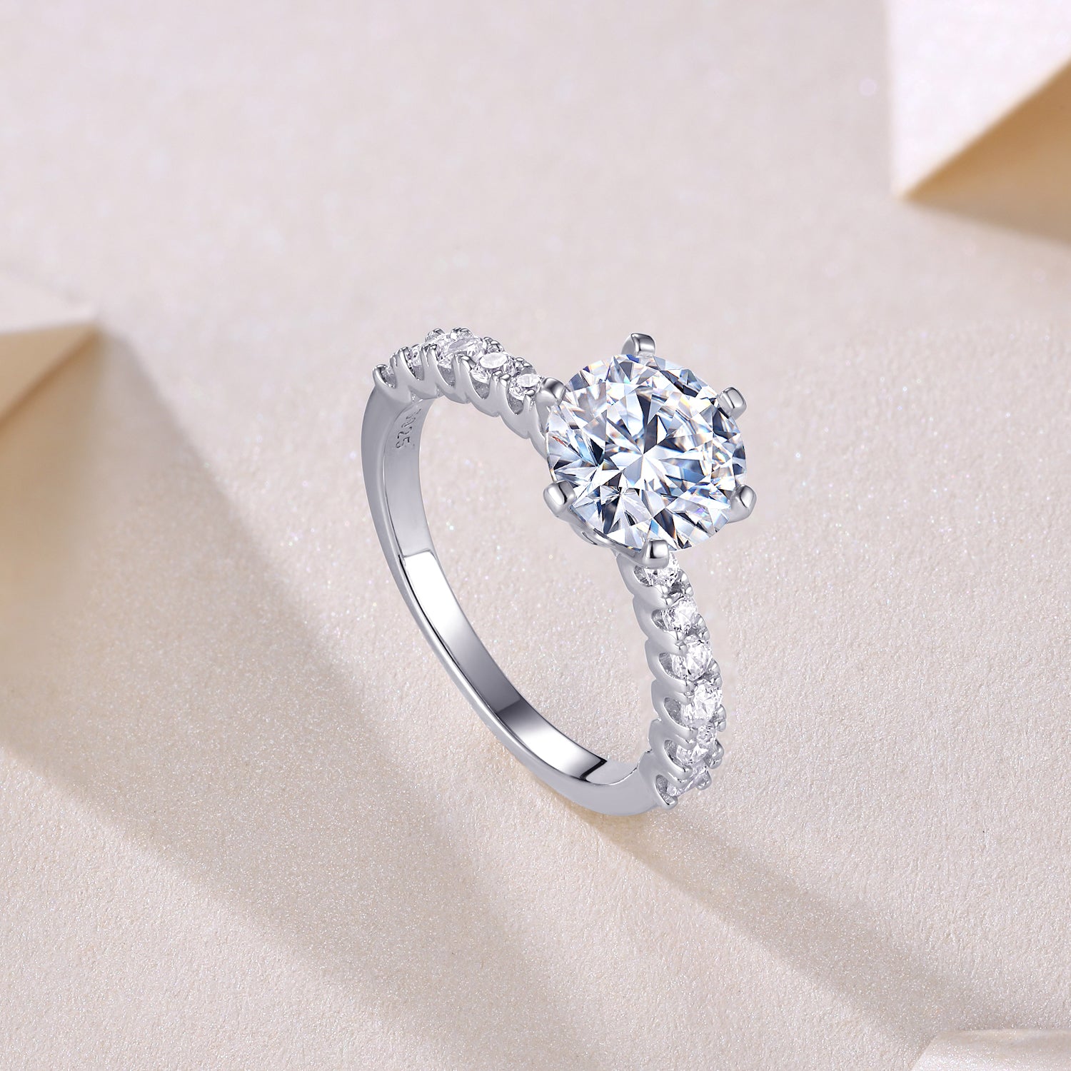 1Large Diamond Diamond Ring Luxury Fashion Set Moissanite Silver Ring Prohibit TikTok sales - 5 - CJ