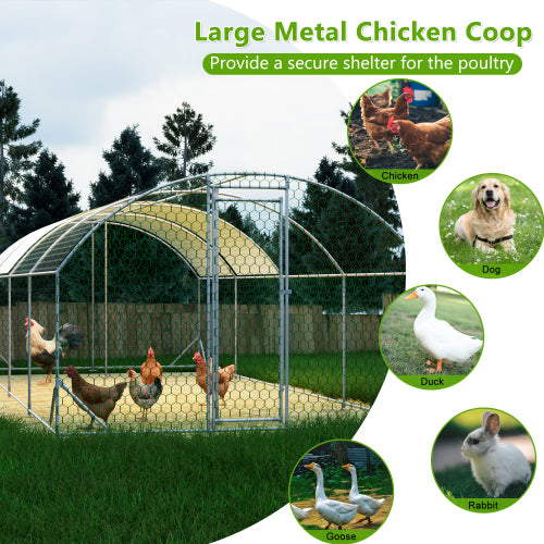26x9x6Large Metal Chicken Coop,Walk - in Poultry Cage,Chicken Run With Waterproof Cover,Outdoor Backyard Farm,Chicken Rabbits Duck Run Pen,Easy To Assemble And Clean - 5 - CJ