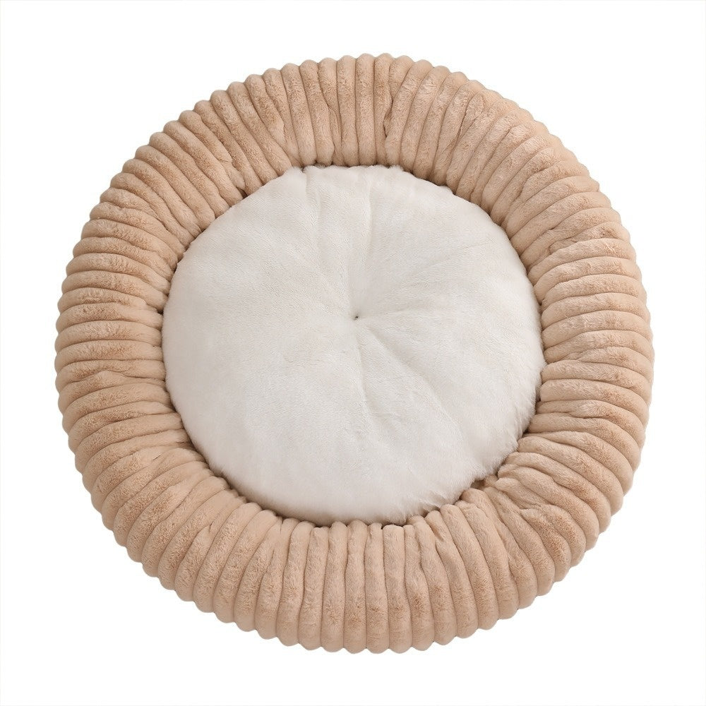 Round Soft And Comfortable Striped Plush Pet Mat - 0 - CJ