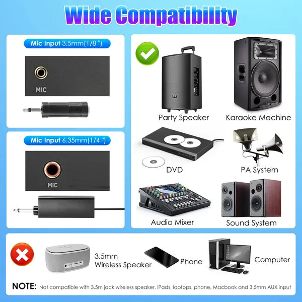 UHF Wireless Microphones Rechargeable Wireless Microphones Metal Handheld Dynamic Mics With 262FT Range For Karaoke Party DJ Wedding Speech Outdoor Events - 5 - CJ