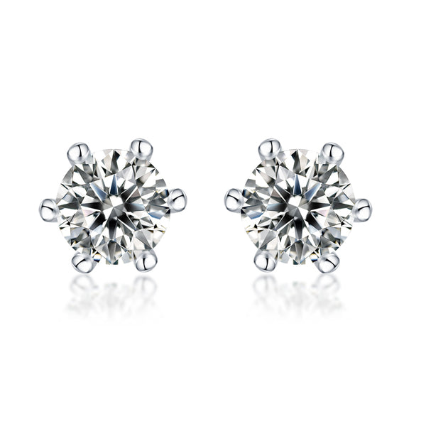 1Classic Six - prong Moissanite Silver Earrings Luxury Fashion Diamond Stud Earrings Prohibit TikTok sales - 5 - CJ