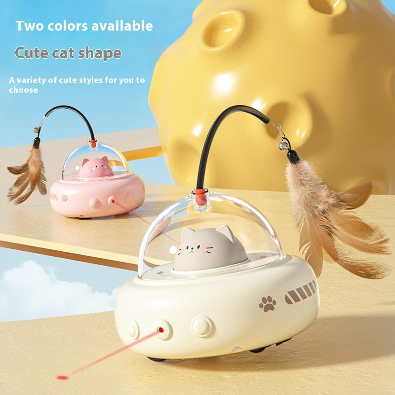 Smart Teaser Cat Toy Electric UFO Cat Teaser Stick With Bell Training Pet Toys Replaceable Feather Interactive Cat Supplies Pet Supplies Pets Products - 0 - CJ
