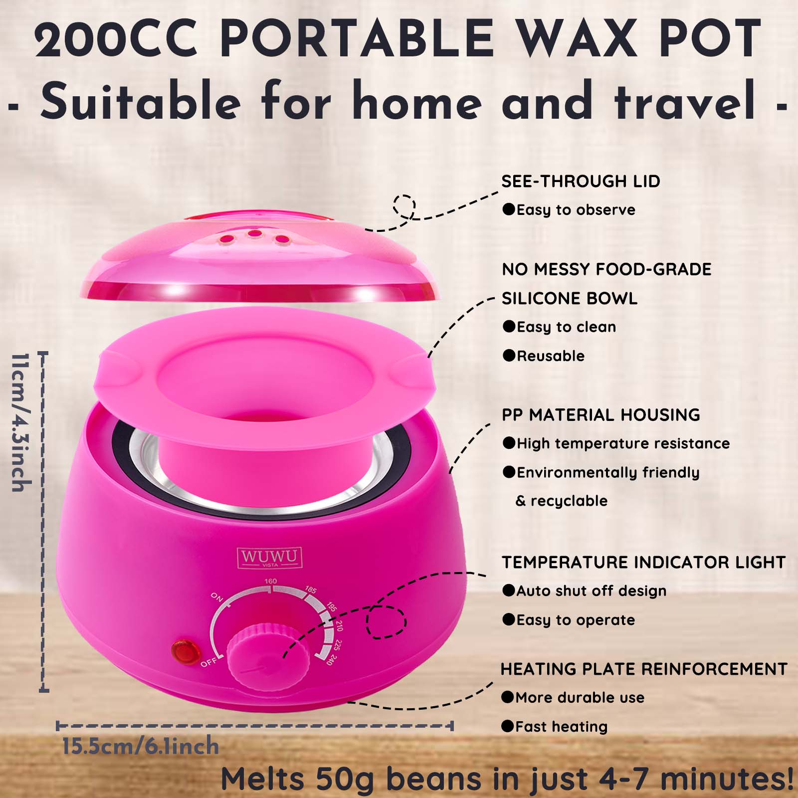 Waxing Kit WUWUVISTA 23 Items Hair Removal Wax Kit With Wax Warmer Waxing Beads For Face, Brazilian, Full Body, Bikini, Sensitiive Skin Skin Suitable For Plugs Of American, European Specification - 5.0 - CJ