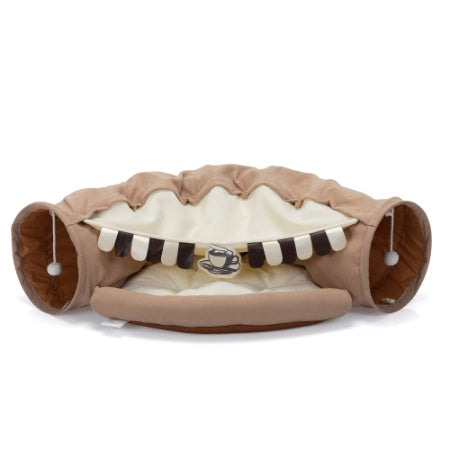Cat's Telescopic Tunnel Cushioned Bed Pet Nest Teasing Balls Zipper Connection Feline Supplies - 5 - CJ