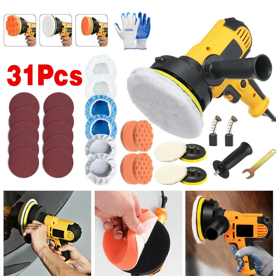31Pcs Electric Polisher Buffer Sander Car Polisher With Polishing Sponge Kit - 5 - CJ