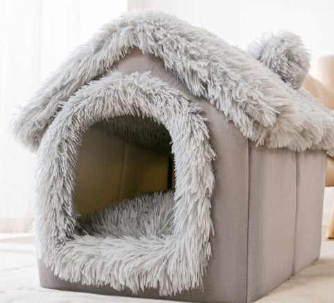 Foldable Dog House Pet Cat Bed Winter Dog Villa Sleep Kennel Removable Nest Warm Enclosed Cave Sofa Pets Supplies - 0 - CJ