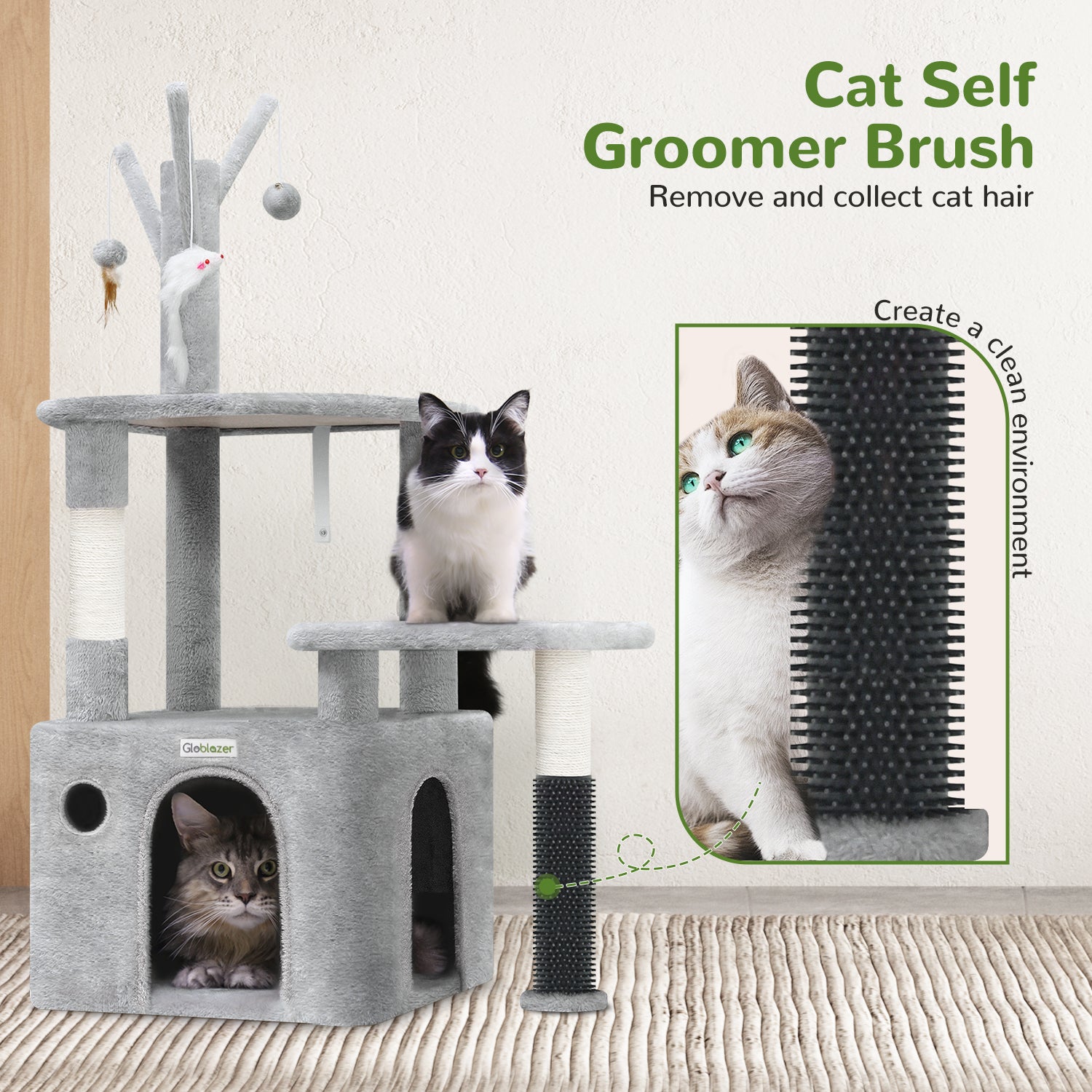 44 Inch Cat Climbing Frame Light Gray - 5 - CJ