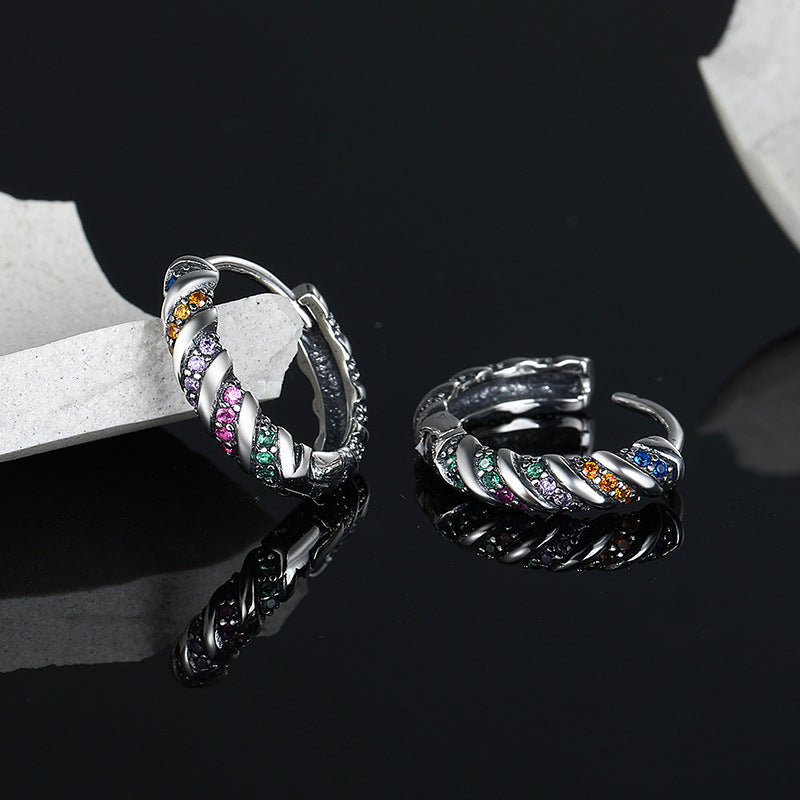 Full Body 925 Sterling Silver Multi Color Striped Earrings For Women - 4 - https://x.com/titan_prim62775J
