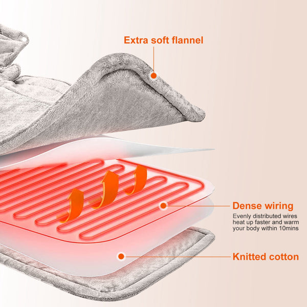 22.4 X 16.3 Inch Large Neck And Shoulder Weight Heating Pad Electric Heating Rapid Heating Pad Neck Wrap Cushion For Pain Relief With 6 Temperature Settings 4 Timer Modes Machine Washable - 5 - CJ