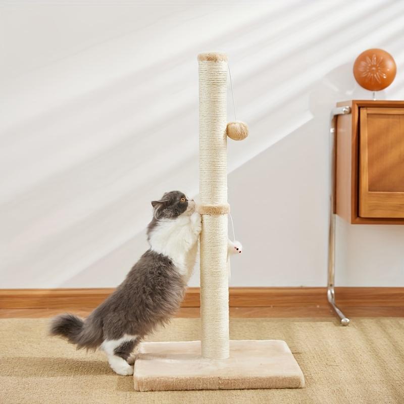 Durable Sisal Rope With Hanging Ball Toy Cat Scratching Post Indoor Space Saving Stable Base Promote Cat Claw Health And Fun Exercise - 5 - CJ
