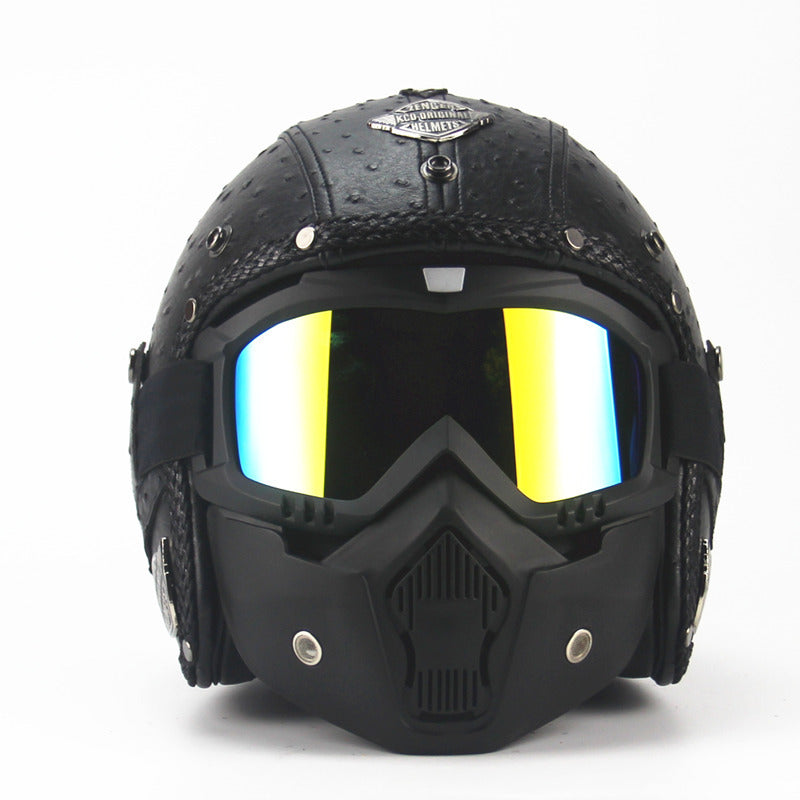 Handmade four seasons characteristic retro Halley helmet - 0 - CJ - black - XL - CJQCMTMT00003 - black - XL