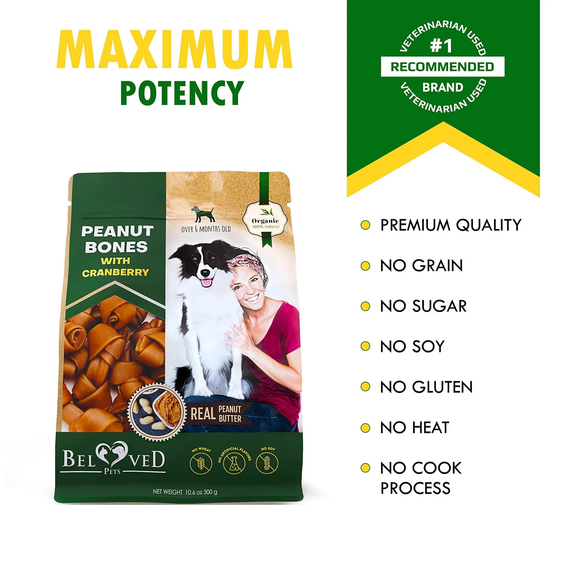 Dog Peanut Butter Bones With Cranberry Rawhide Free Chew Treats Pet Natural Mini & Big Organic Snacks Healthy Collagen & Bulk Best Chews For Small & Large Dogs - 5 - CJ