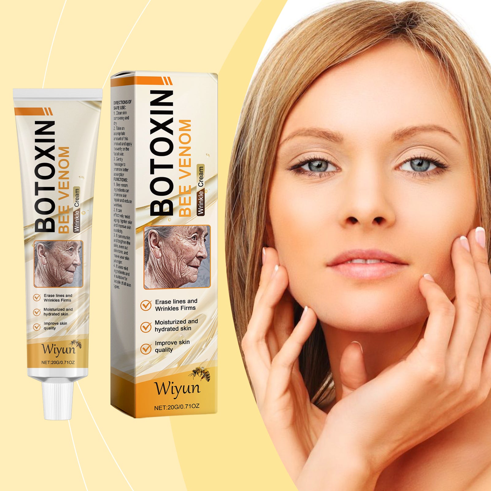 Wiyun Bee Venom Skin Care Cream, Gentle Nourishing Care Facial Skin Moisturizing Hydrating Tender Skin Care Cream - 5 - CJ