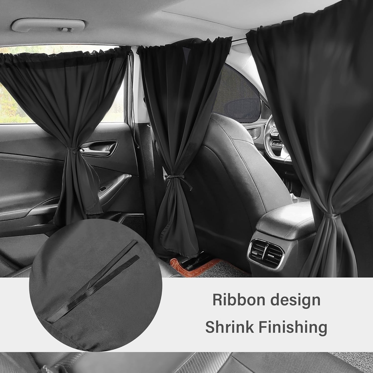 5 Pcs Car Privacy Curtains 2 Side Window Sun Shade Removable Windshield Shades - 5 - CJ