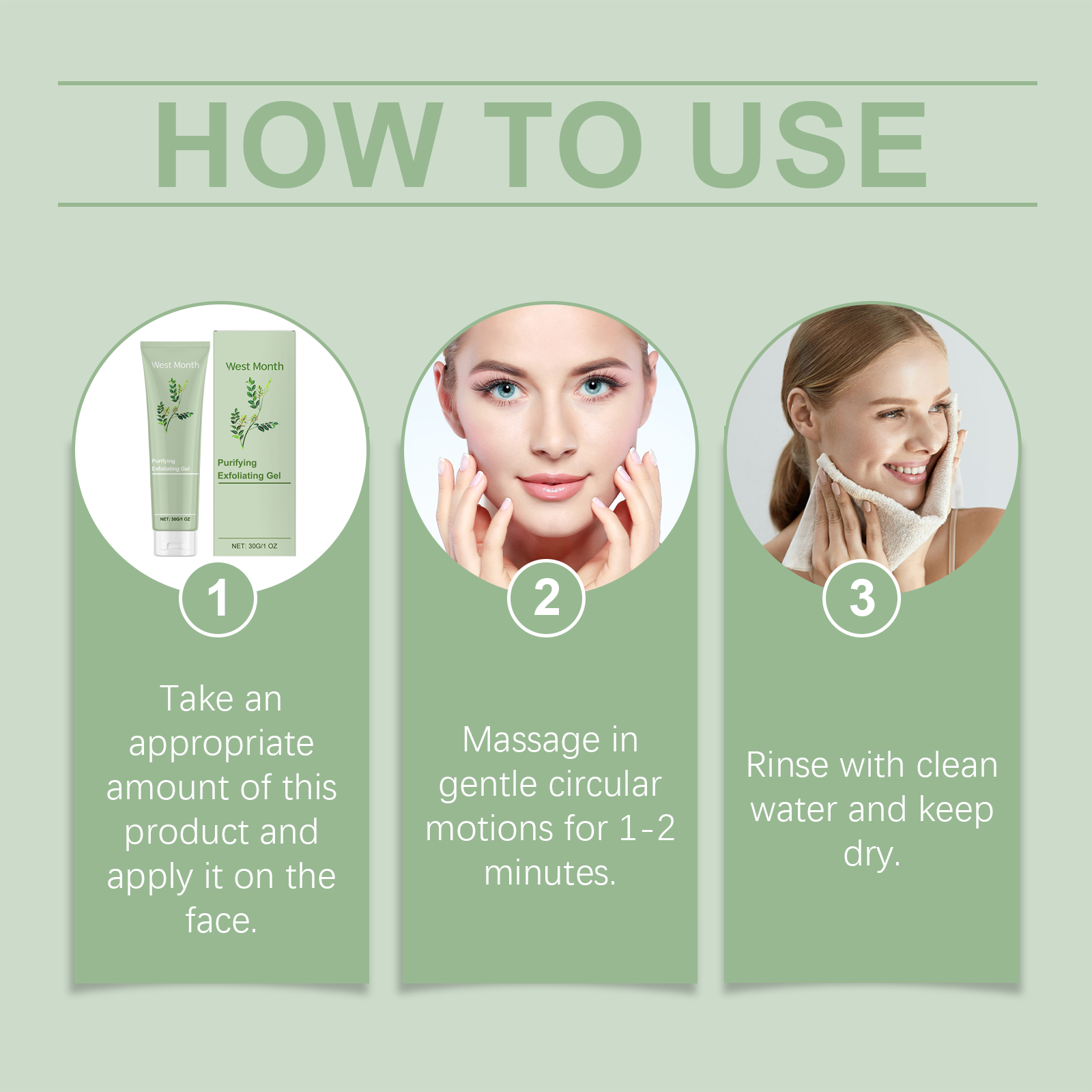 West&Month Purifying Exfoliating Gel, Improves Dull Dryness Deeply Cleans Pores Brightening Skin Firming - 5 - CJ