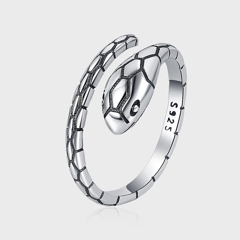 925 Silver Ring Ins Fashion Couple Ring Vintage Snake Head - 4 - CJ