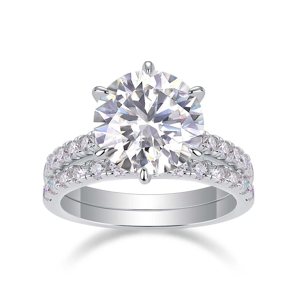 1Arrange Large Diamond Rings Luxuriously And Fashionably Set With Moissanite Silver Rings Prohibit Tk Sales - 5 - CJ