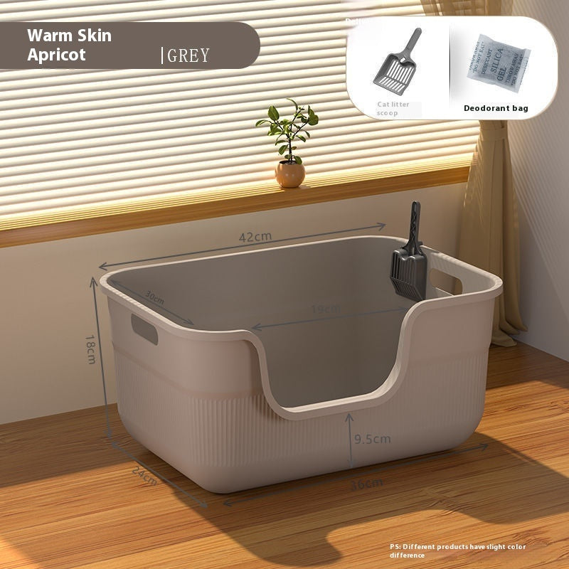 Oversized Splash - proof Cat Litter Box Oversized Open Semi - closed Cat Toilet - 0 - CJ - Gray 42cm - CJYD213170205EV