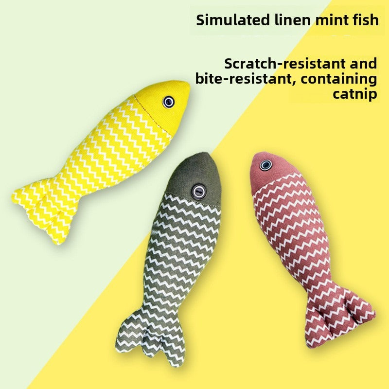 Pet Mint Fish Toy - Three Colors Are Randomly Issued, Shovel Officials Must Enter, Pet Mint Fish Toys, Suitable For Cats Of All Ages - 5 - CJ