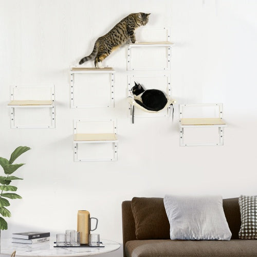 PawHut 6 - pc Modern Cat Wall Shelves For Indoor Cats, Height Adjustable Jumping Platforms - 5 - CJ