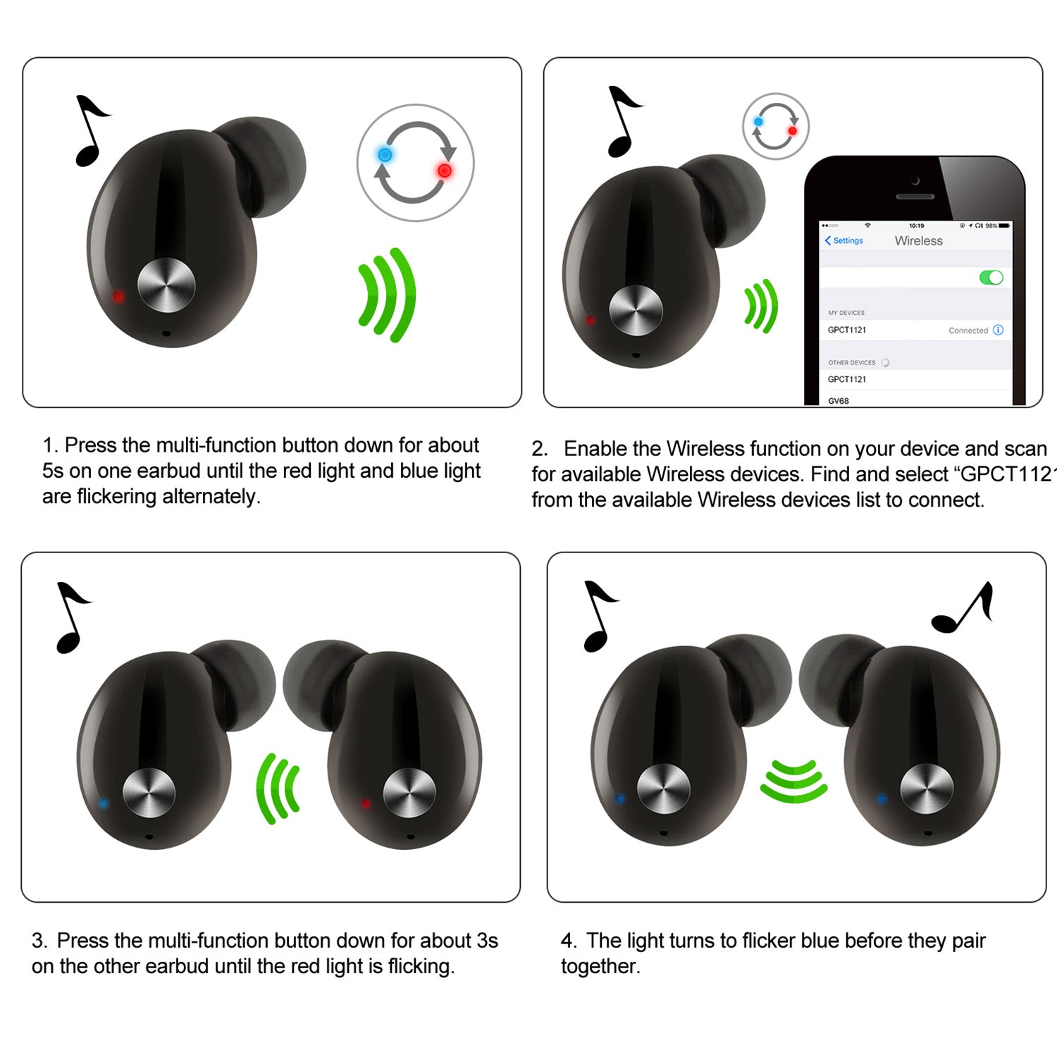 TWS True Wireless V4.2 Earbuds IPX4 In - ear Stereo Earphone Hands - free Deep Bass Earpiece With Mic Magnetic Charging Case 30Hrs Single Earbud Work Time Driving Business - 5 - CJ