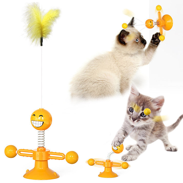 Cat Rotating Windmill Multi - Function Toys Itch Scratching Device Teeth Shining Toy - 0 - CJ - Orange Spring man - CJJJCWGY01430 - Orange Spring man