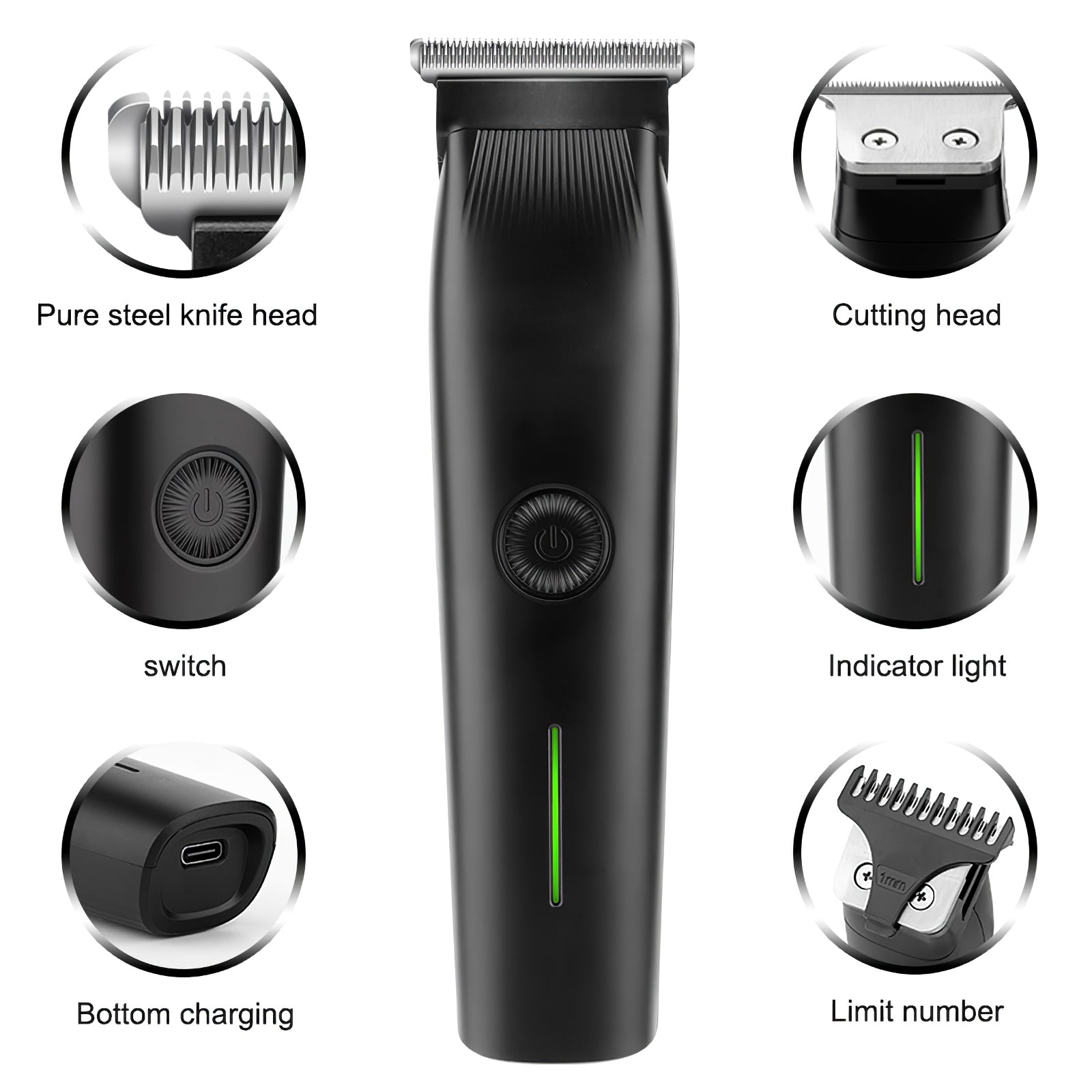 Beard Trimmer, 3 In 1 Hair Clippers And Mens Grooming Kit, Face, Nose, Ear Hair Trimmer - Black - 5 - CJ