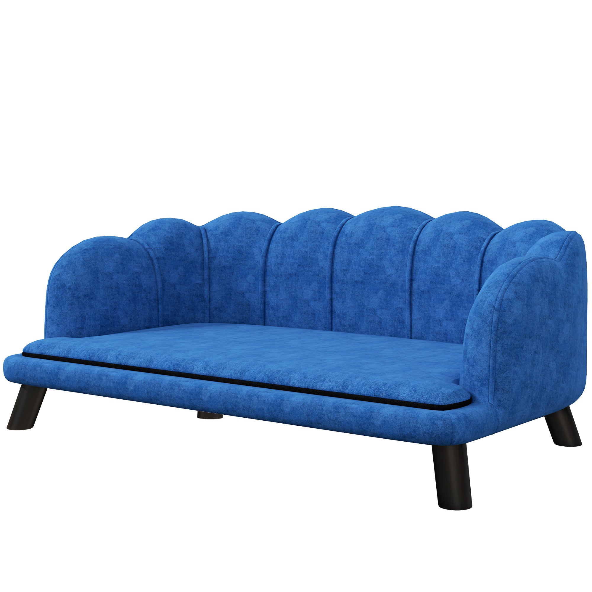 Pearl Design Pet Sofa for Medium and Large Sized Dogs, Pet Bed with Cushion and Solid Wood Legs, Dark Blue - 5 - CJ