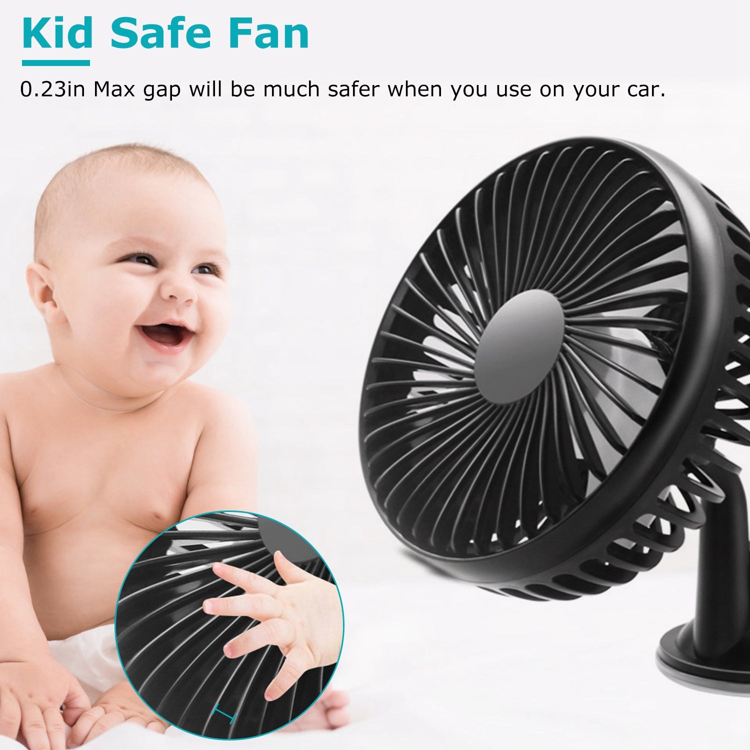 1Pc Car Cooling Fan Portable Rotatable USB Vehicle Fan Backseat Clip Fan Dashboard Window Suction Fan For SUV RV Pickup With 3 Speeds - 5 - CJ