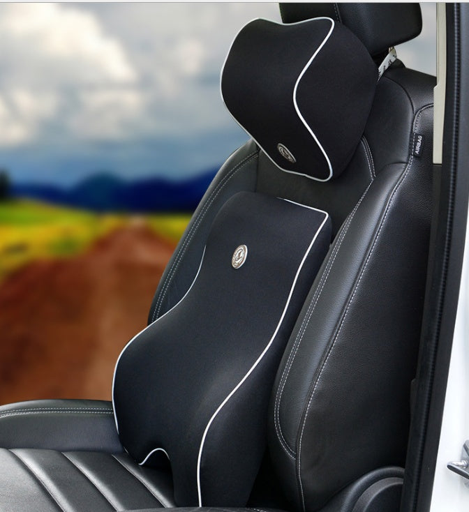 Car Memory Cotton Lumbar Suit Pillow Back Pad Waist Car Interior Seat Four Seasons Universal New Slow Rebound - 0 - CJ - Twopiece - Black - CJQCNBQC00051 - Twopiece - Black