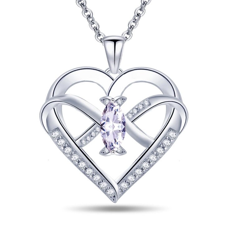 Emma Manor Heart Pendant Necklace 14k White Gold Plated 5A Cubic Zirconia Infinity Butterfly Jewelry For Women - 5 - CJ