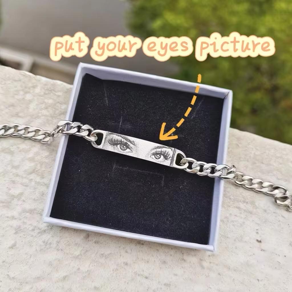 Personalized Human Eye Bracelet DIY Laser Engraved Stainless Steel Couple Bracelet Engraved Portrait Bracelet - 7 - CJ