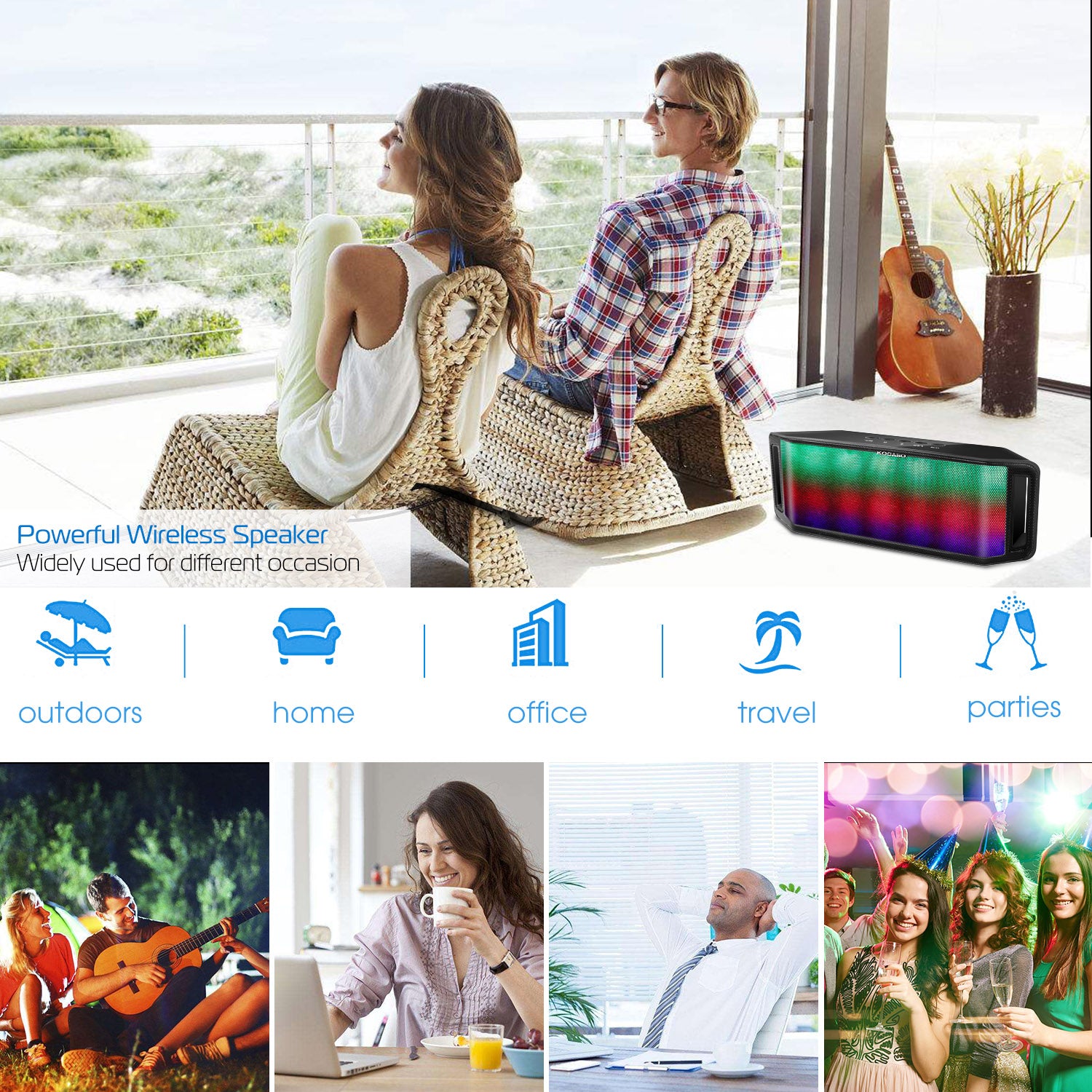 1Pc LED Wireless Speaker Dynamic Multicolor Hands - free FM Radio USB MMC Reading Aux In For Party Camping Travel - 5 - CJ