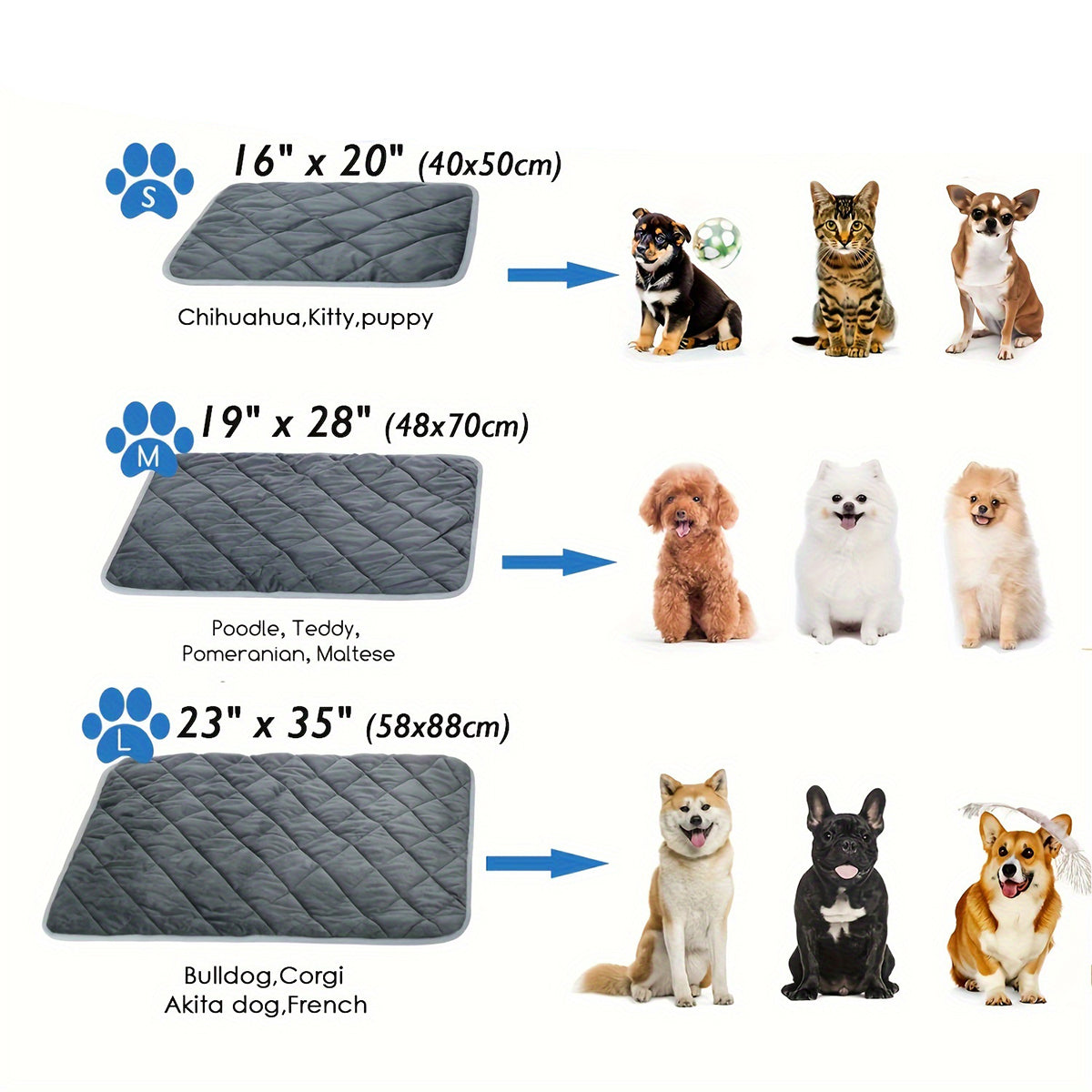 Cat Dog Non - Slip Mat, Extra Warm Thermal Pet Pad Self - Heating Cat Mat Warm Thermal Pet Pad Washable Dog Crate Pad Heat Dog Cat Bed Mat Blanket Non - Slip - 5 - CJ