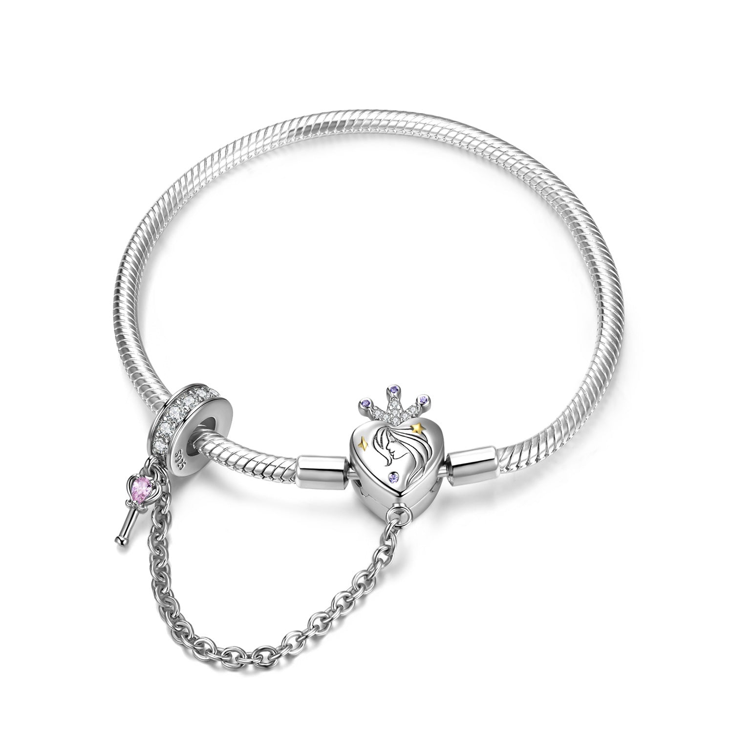 S925 Sterling Silver Heart Lock Snake Bone Chain Diy Beaded Bracelet Basic Chain - 4 - https://x.com/titan_prim62775J
